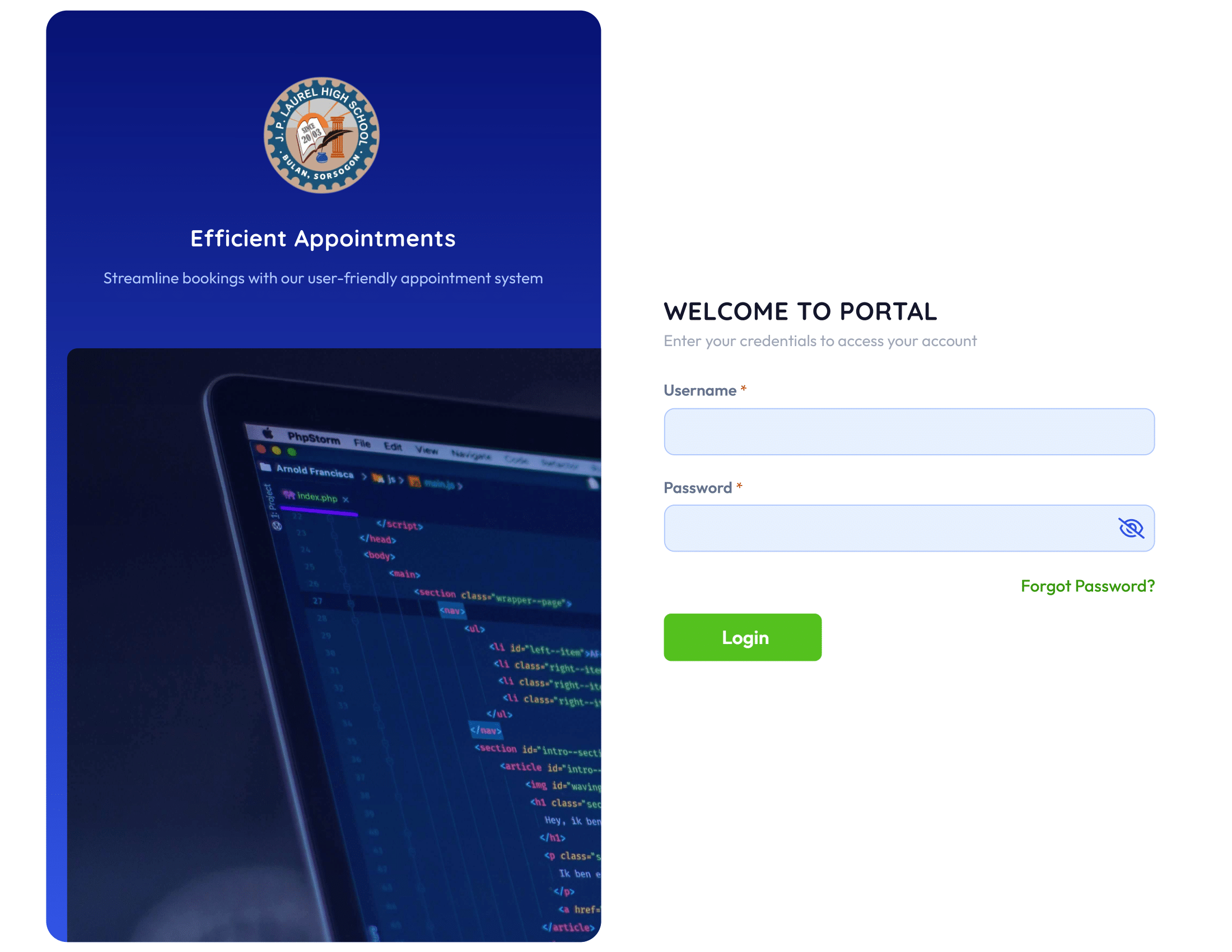 GCAS login page